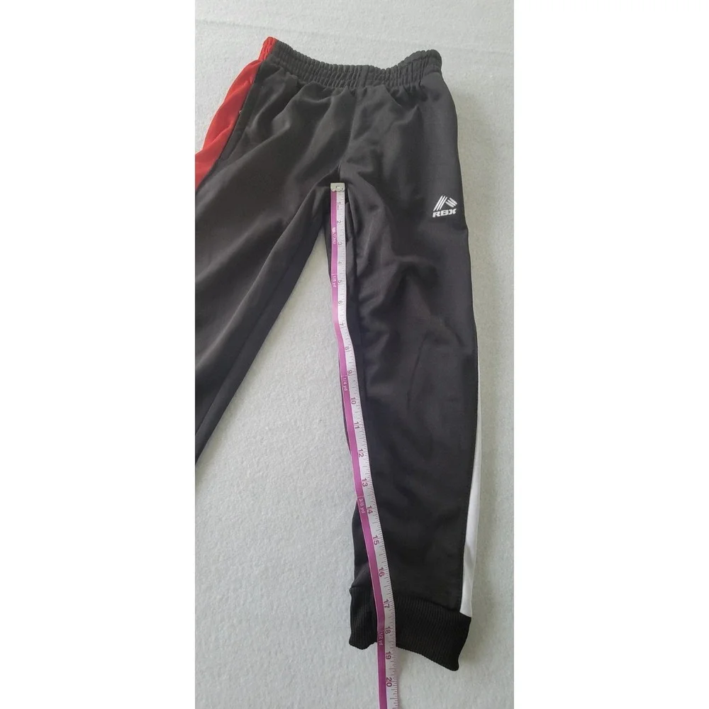 RBX Boy's Sweatpants Active Tricot Jogger Pants Sz M (5/6) Color Black-Red-white